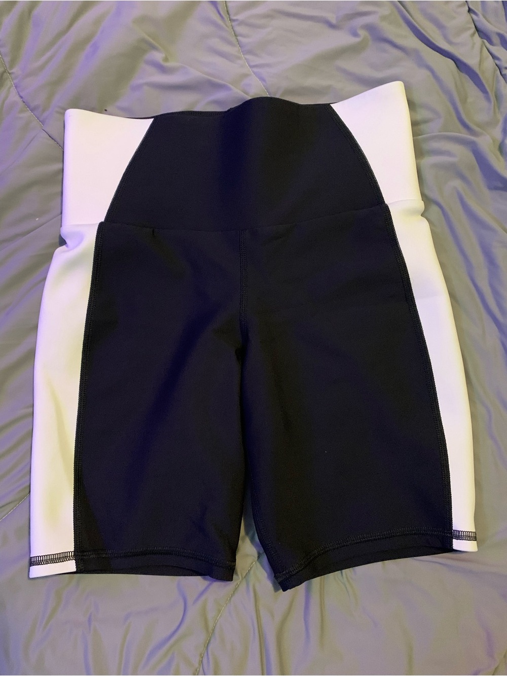 MICHI Black & White High-Waist Colorblock Bike Shorts